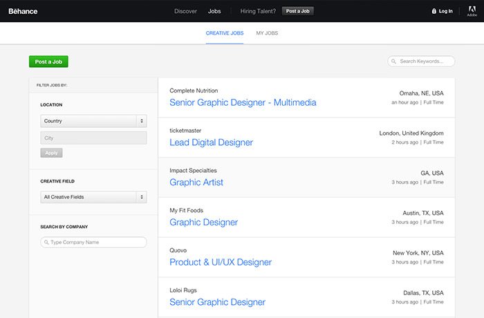Behance Job List