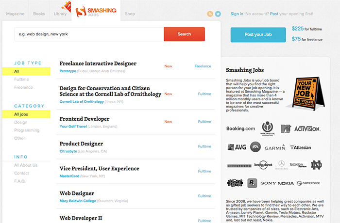 SmashingMagazine Job Board