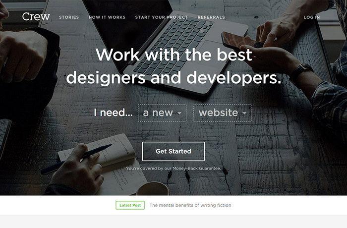 Crew.co frontpage