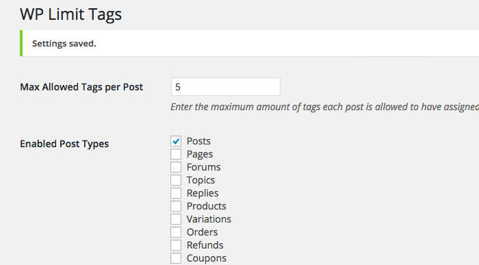 WP Limit Tag Setting and Options