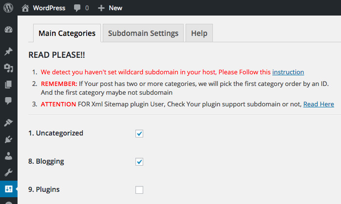 Subdomain setting