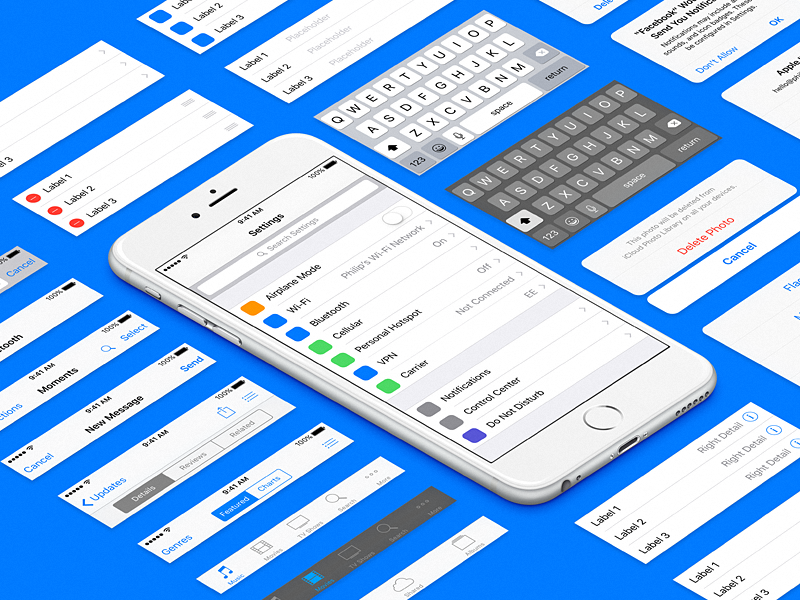Sketch iOS 9 B1 UI Kit
