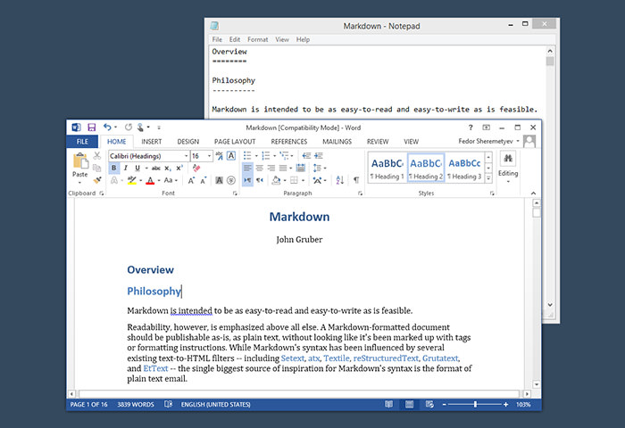 Transform Markdown in MS Word