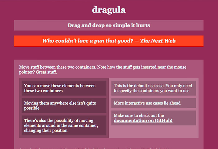 Dragula homepage