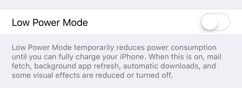 battery low power mode