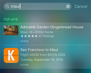 deep searching into apps