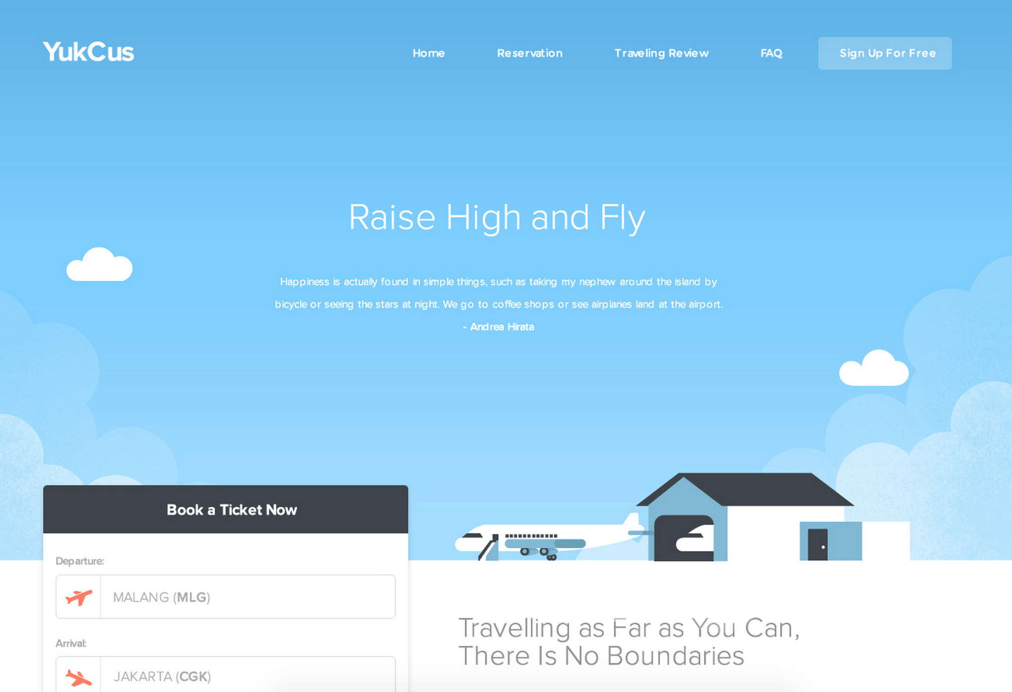 YukCus: Free Flight Booking PSD Template