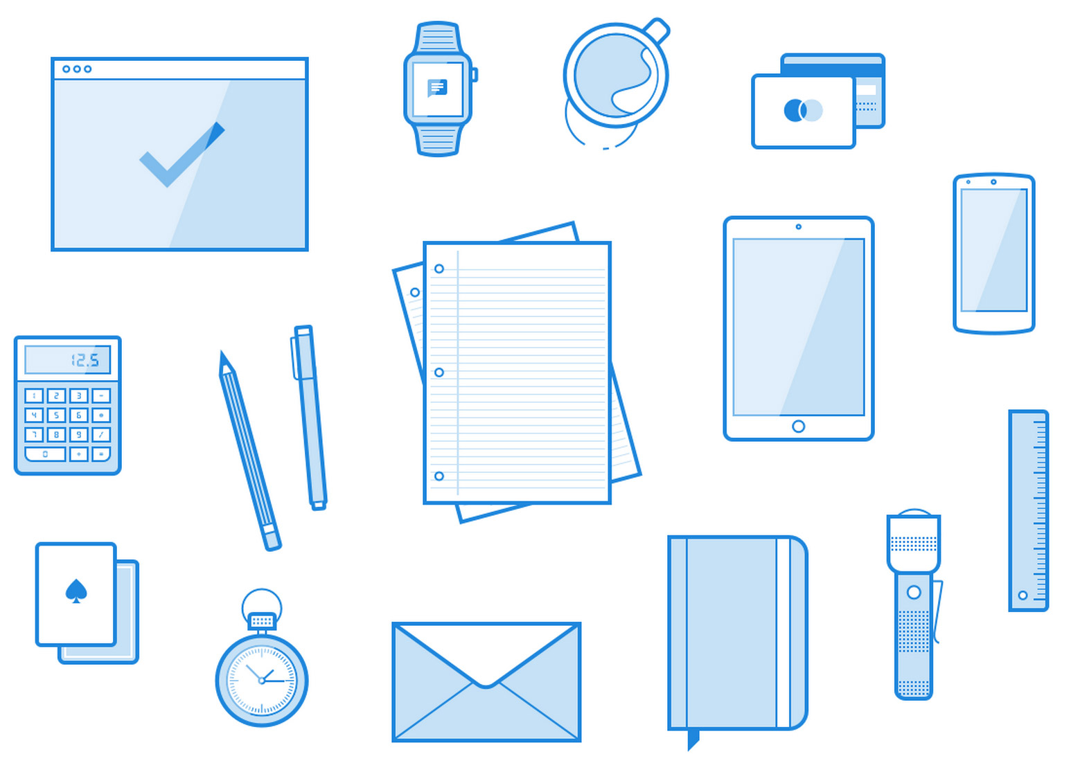 16 Line Style Workspace Element Vector Illustrations