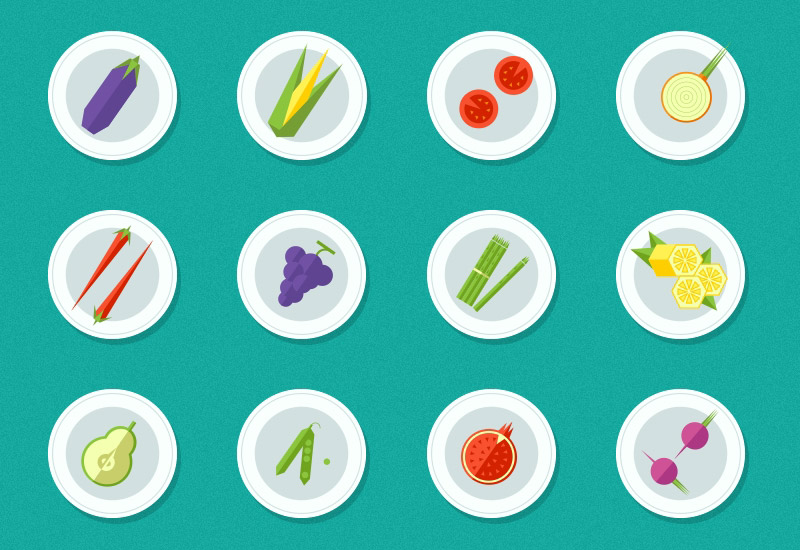 Fresh Vegetarian PSD Icons Set