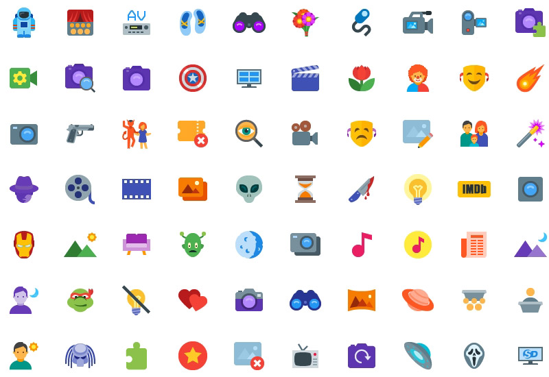 Free 200 Cinema Related SVG Icon Set