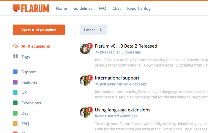 Flarum forum management system