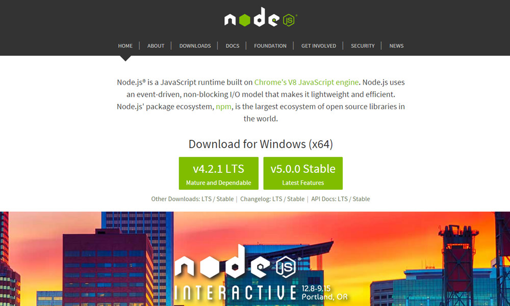Nodejs homepage