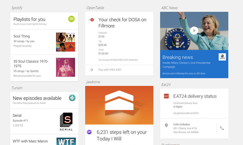 google now cards