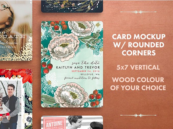 Rounded Corners Holiday Card Mockup