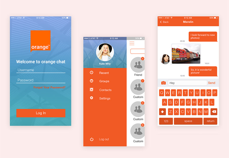 Orange Messenger App UI Kit