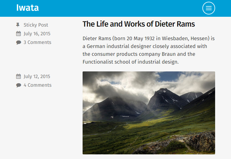 Iwata: Clean Flat Blogging WordPress Theme