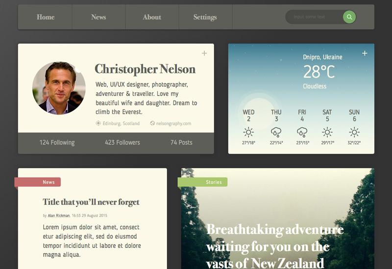 Eco: Dark Flat Web UI Kit
