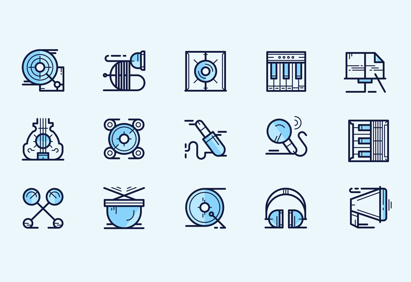 Music Icon: Multi-weight Line Icons