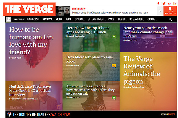 the verge homepage