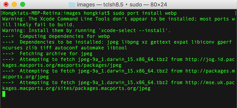sudo port install webp