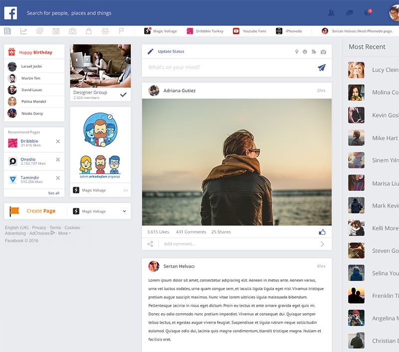 magic voltage facebook redesign