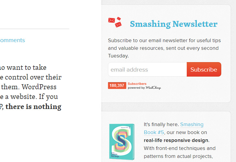smashing magazine newsletter signup