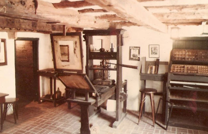 A Gutenberg press replica at the Featherbed Alley Printshop Museum, in Bermuda