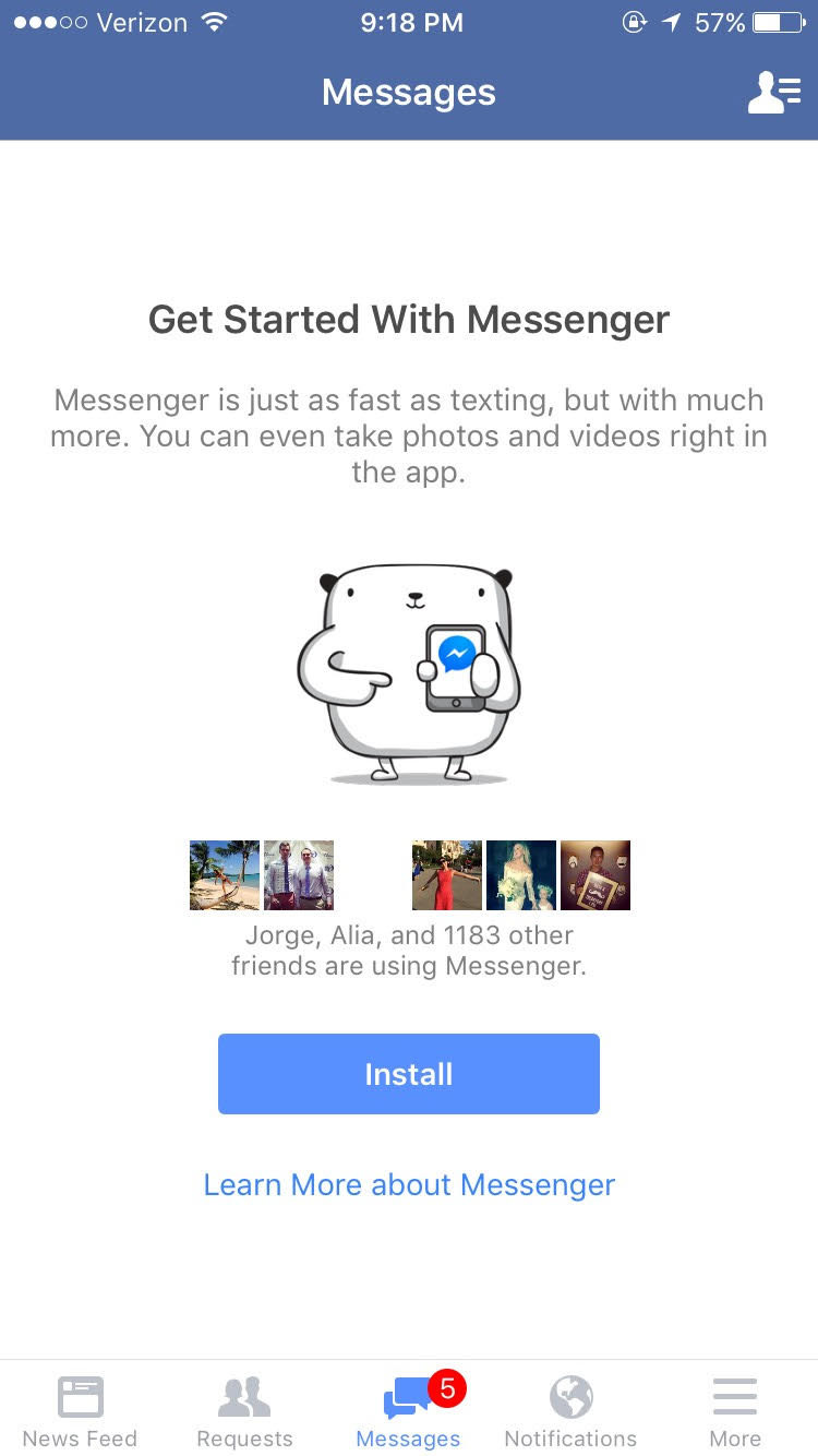 empty state facebook messages