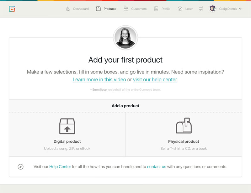 gumroad empty state page