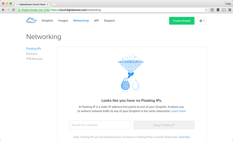 digitalocean dashboard list