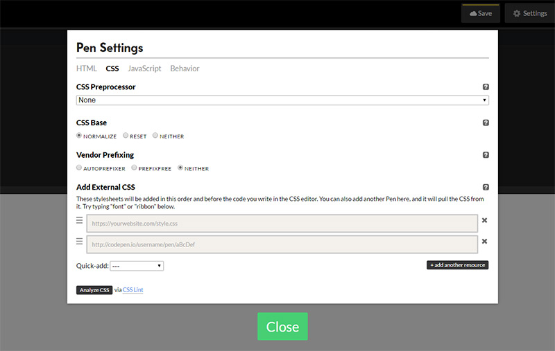 codepen screenshot normalize