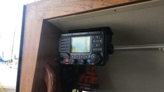 Installing a fixed VHF in the companionway will ensure you have high power continually. Credit: Harry Dekkers