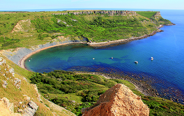 Yachts moored at Chapman's Pool, also known as Chapmans Pool in Dorset