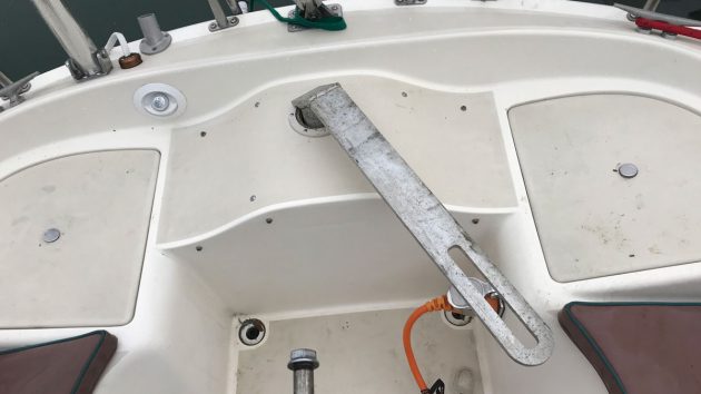 An emergency tiller on a boat