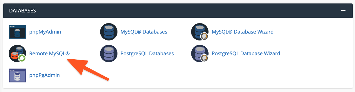 cPanel Menu Remote MySQL