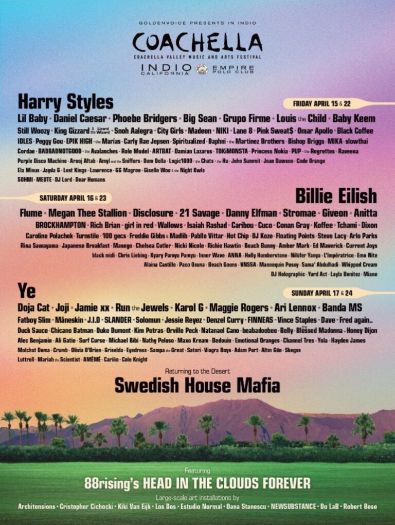 Coachella Releases Massive 2022 Lineup ft. Kanye West, Flume, Run The Jewels & More